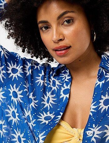 Vloeiende strandblouse met print
