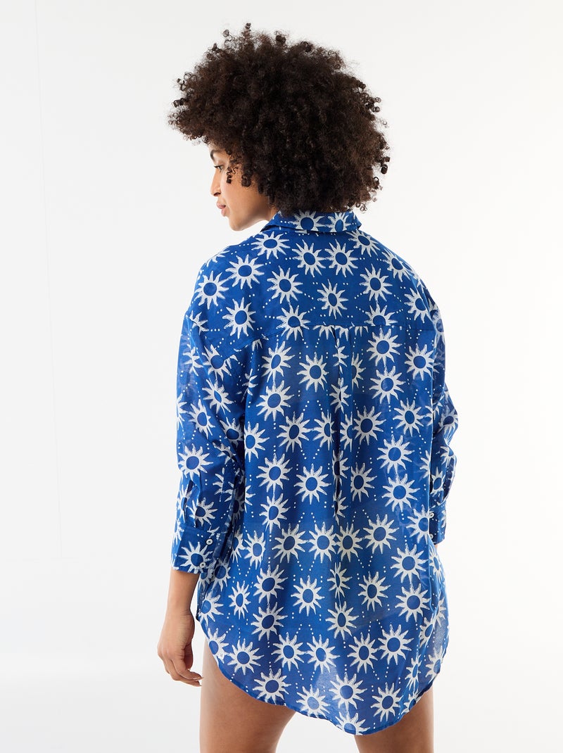 Vloeiende strandblouse met print Blauw - Kiabi