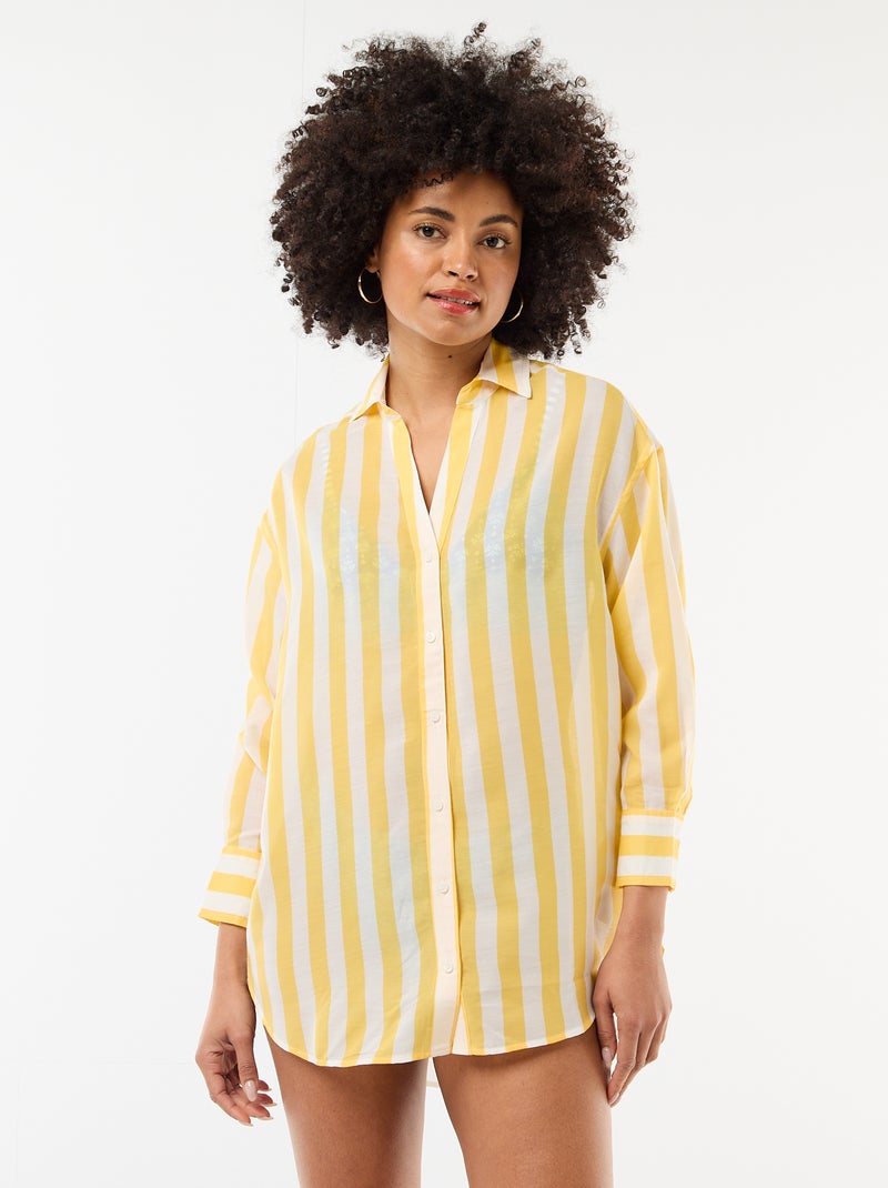 Vloeiende strandblouse met print Geel - Kiabi