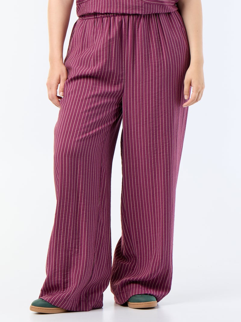 Vloeiende wijde viscose broek Bruin - Kiabi