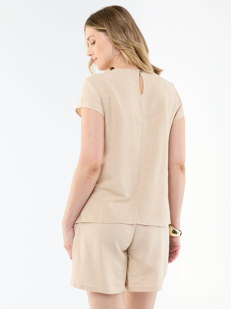 Voedingsblouse van linnenmix Biege - Kiabi