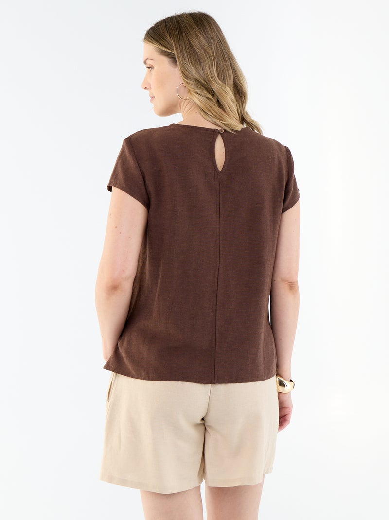 Voedingsblouse van linnenmix Bruin - Kiabi