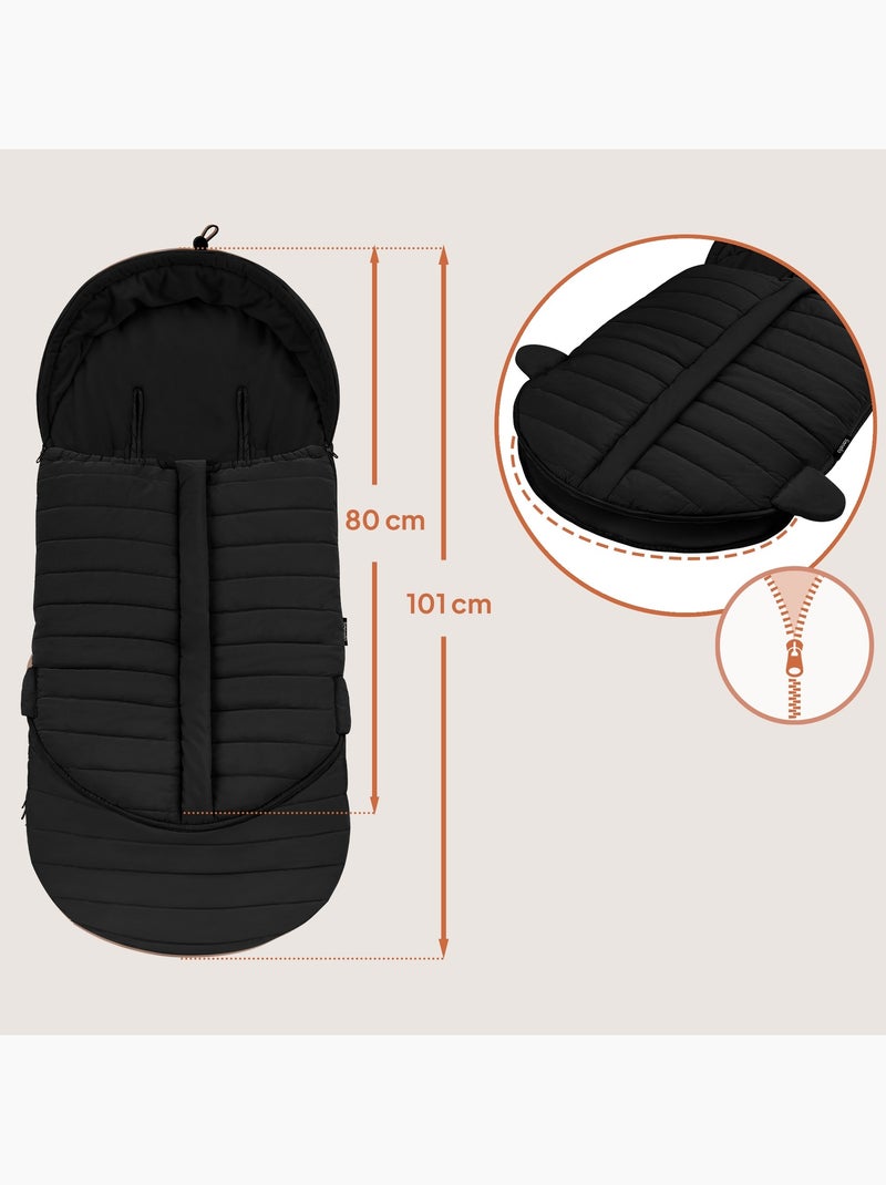 Voetenzak voor kinderwagen LIONELO Oli – Universeel – Waterdicht – +5 tot –20 °C – UV-filter Zwart - Kiabi