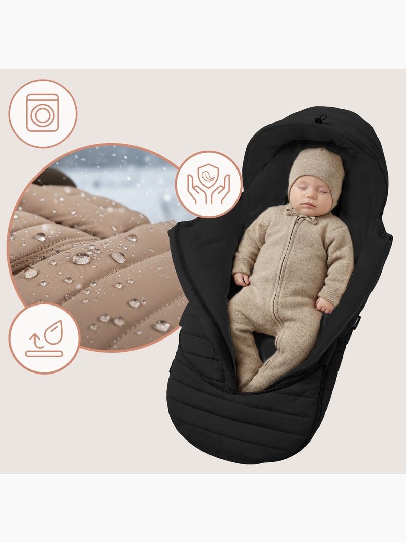 Voetenzak voor kinderwagen LIONELO Oli – Universeel – Waterdicht – +5 tot –20 °C – UV-filter Zwart - Kiabi