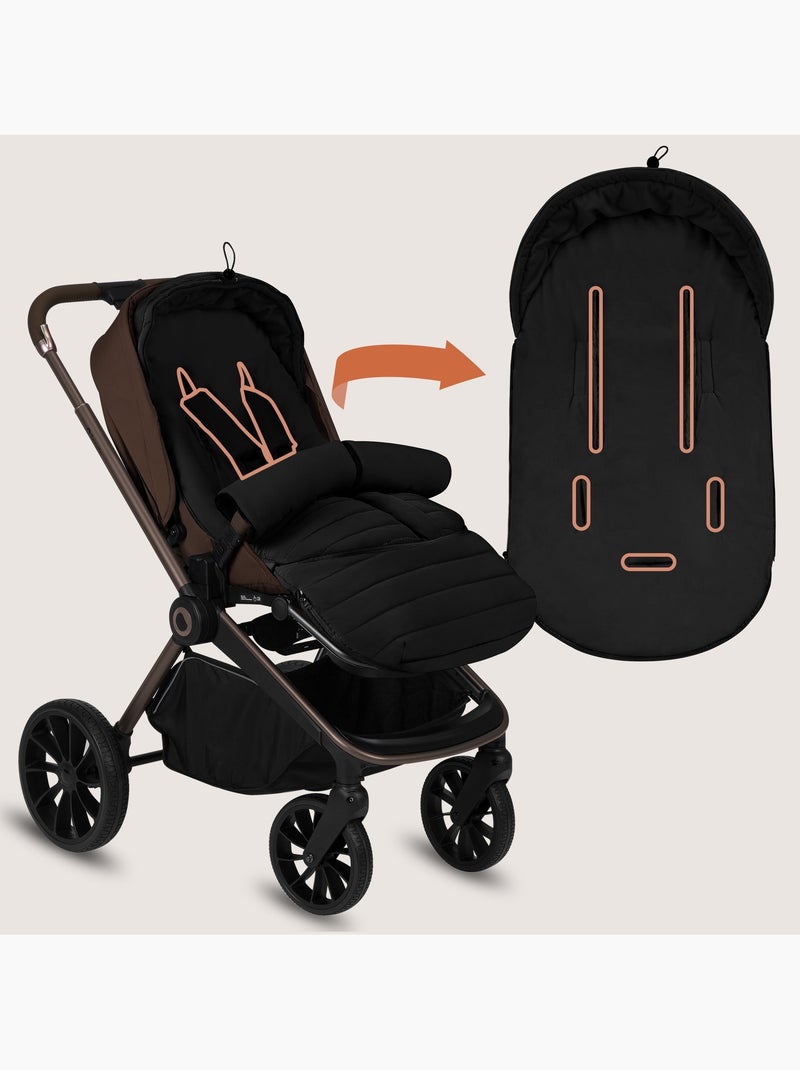 Voetenzak voor kinderwagen LIONELO Oli – Universeel – Waterdicht – +5 tot –20 °C – UV-filter Zwart - Kiabi