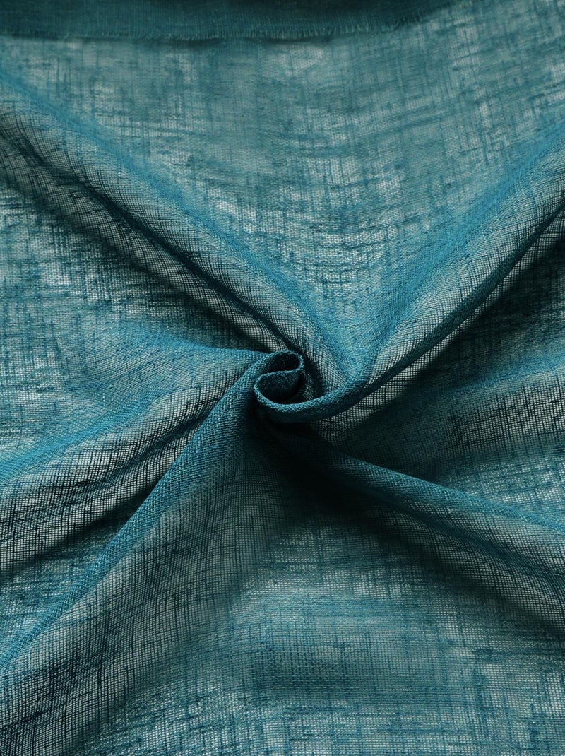 Voilage   - effet lin fluide Bleu canard - Kiabi