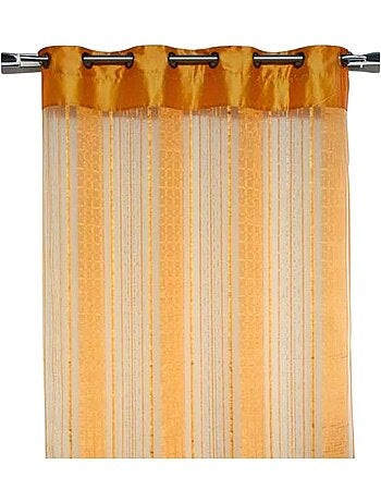 Voilage à fines rayures verticales avec parement uni