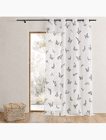 Voilage à œillets à motif papillons