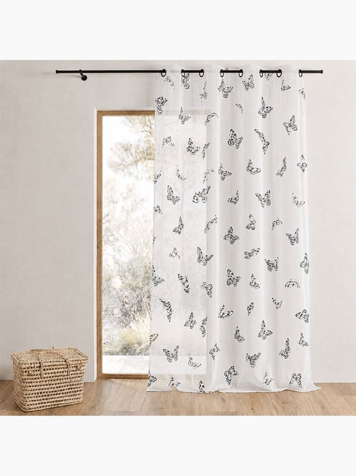 Voilage à œillets à motif papillons - Kiabi