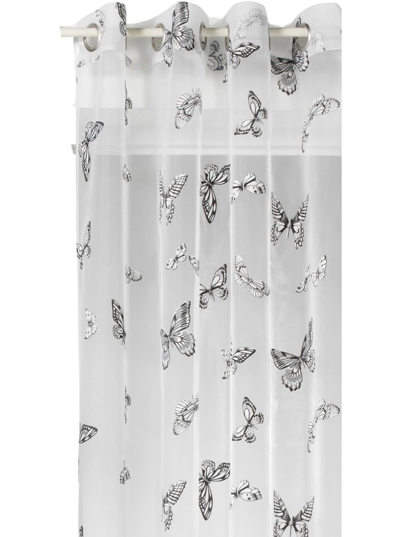 Voilage à œillets à motif papillons Blanc - Kiabi