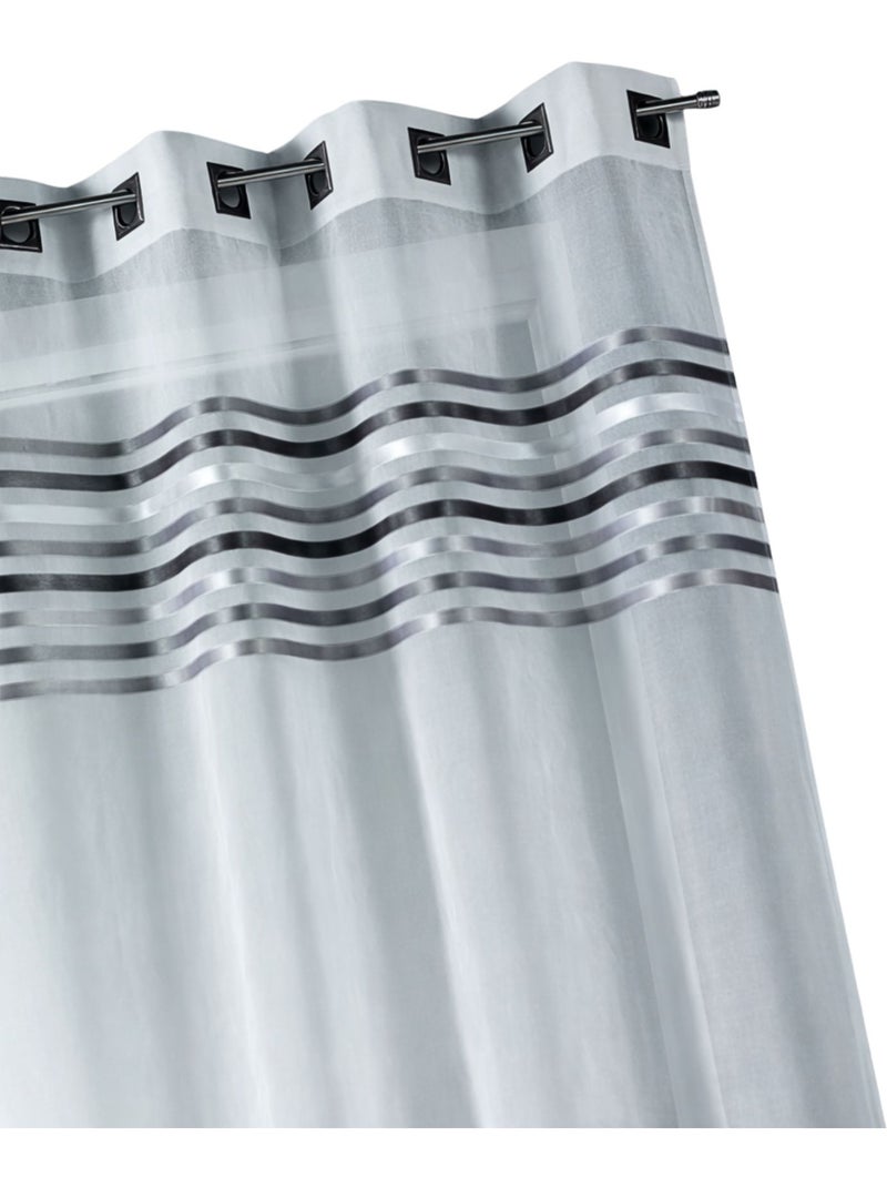 Voilage à parement tissé et œillets carrés Gris clair - Kiabi