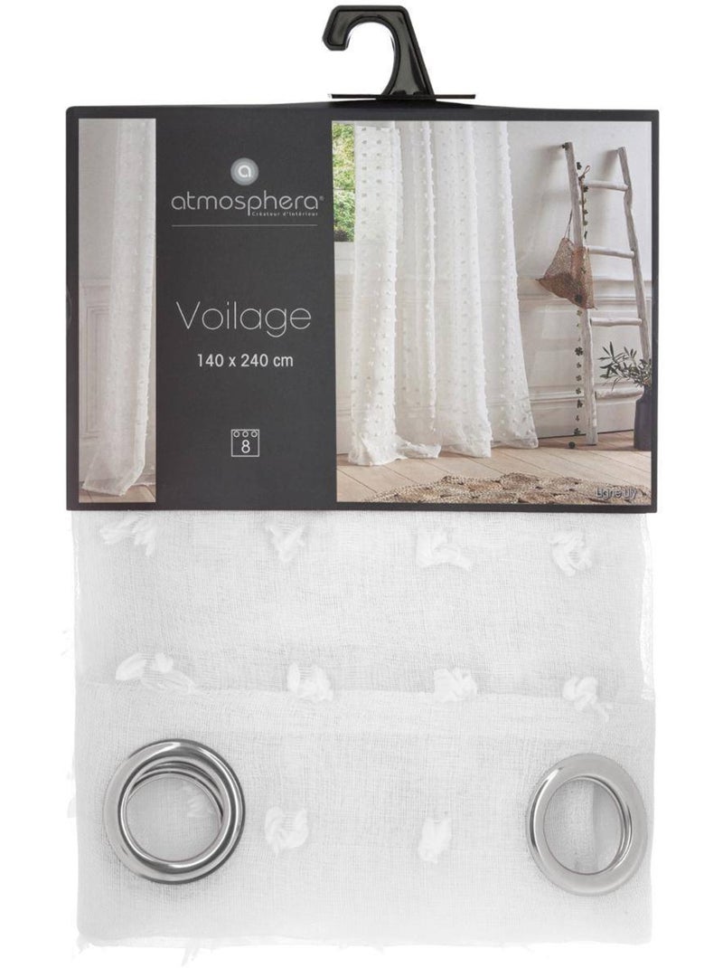 Voilage à pompons LILY Blanc - Kiabi