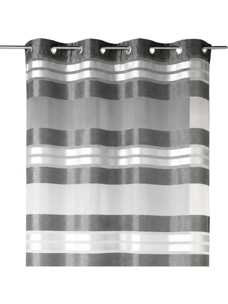 Voilage à rayures horizontales et fils argentés gris anthracite - Kiabi