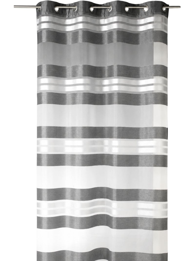 Voilage à rayures horizontales et fils argentés gris anthracite - Kiabi