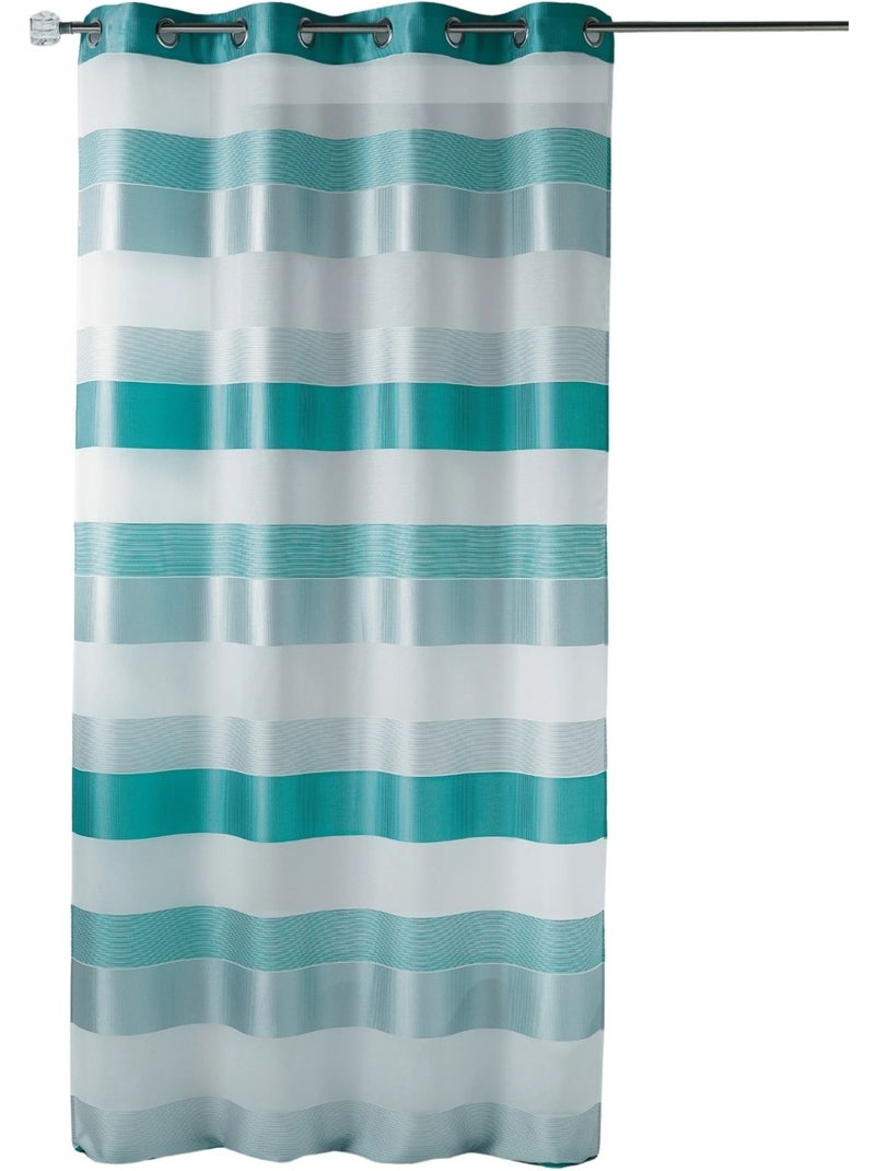 Voilage à rayures horizontales tissées et bandes en satin Bleu azur - Kiabi