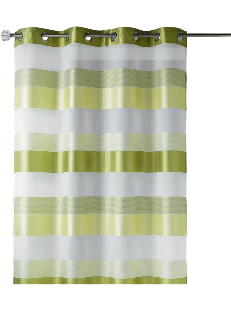 Voilage à rayures horizontales tissées et bandes en satin Vert tilleul - Kiabi