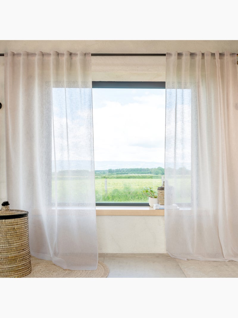 Voilage accroche 3-en-1  - effet lin luz Bois naturel - Kiabi