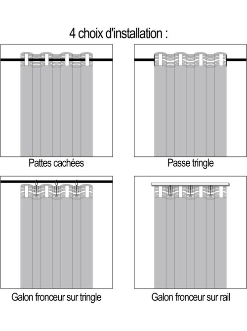 Voilage accroche 4-en-1 à bandes ajourées - Kiabi