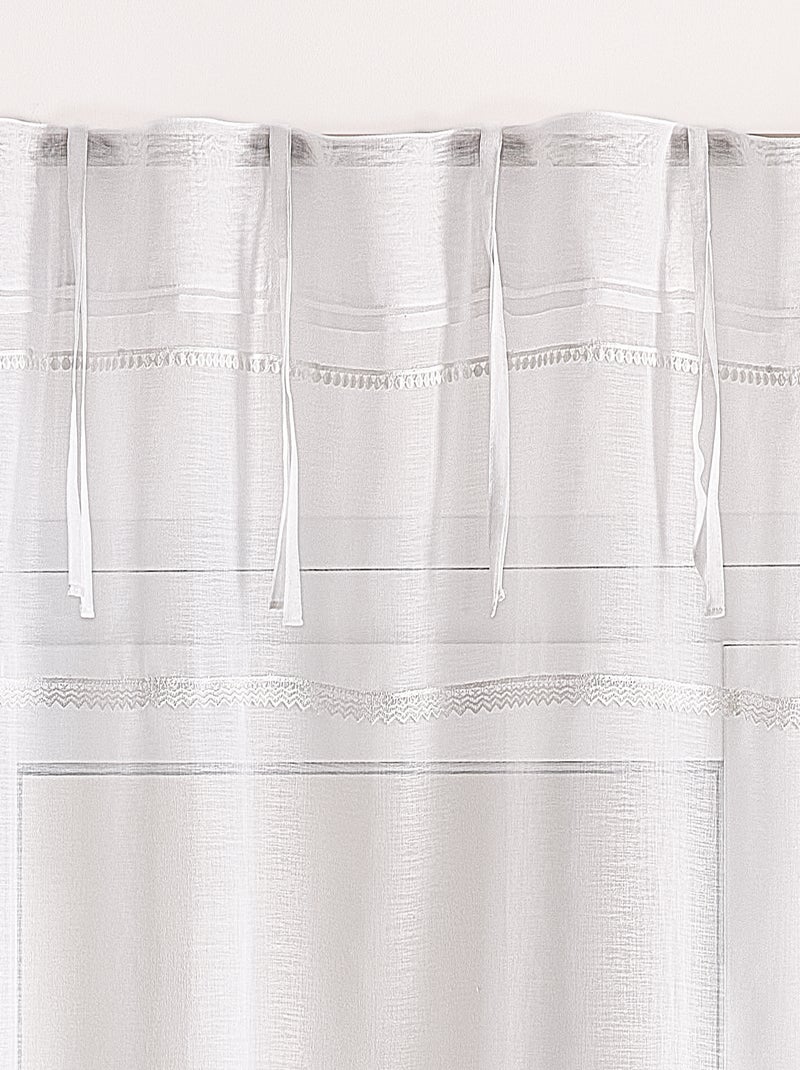 Voilage avec rubans macramé Blanc - Kiabi