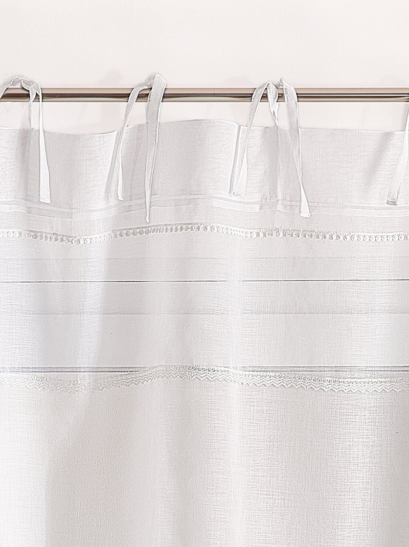 Voilage avec rubans macramé Blanc - Kiabi