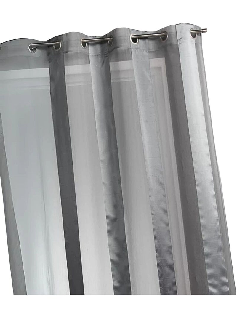 Voilage bicolore à rayures verticales Argent - Kiabi