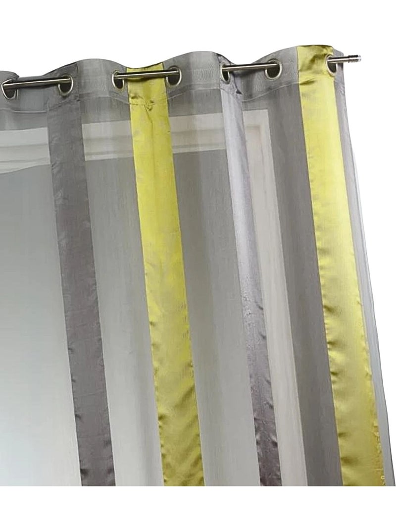 Voilage bicolore à rayures verticales Vert tilleul - Kiabi