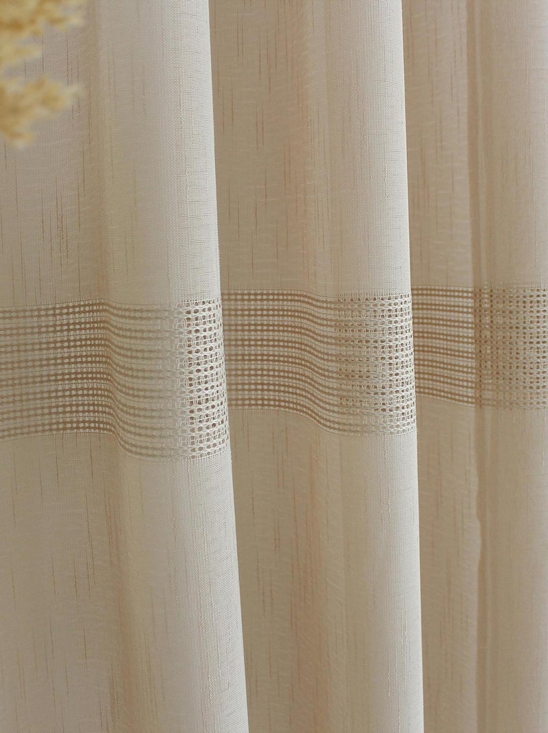 Voilage bohème à bandes ajourées Beige - Kiabi