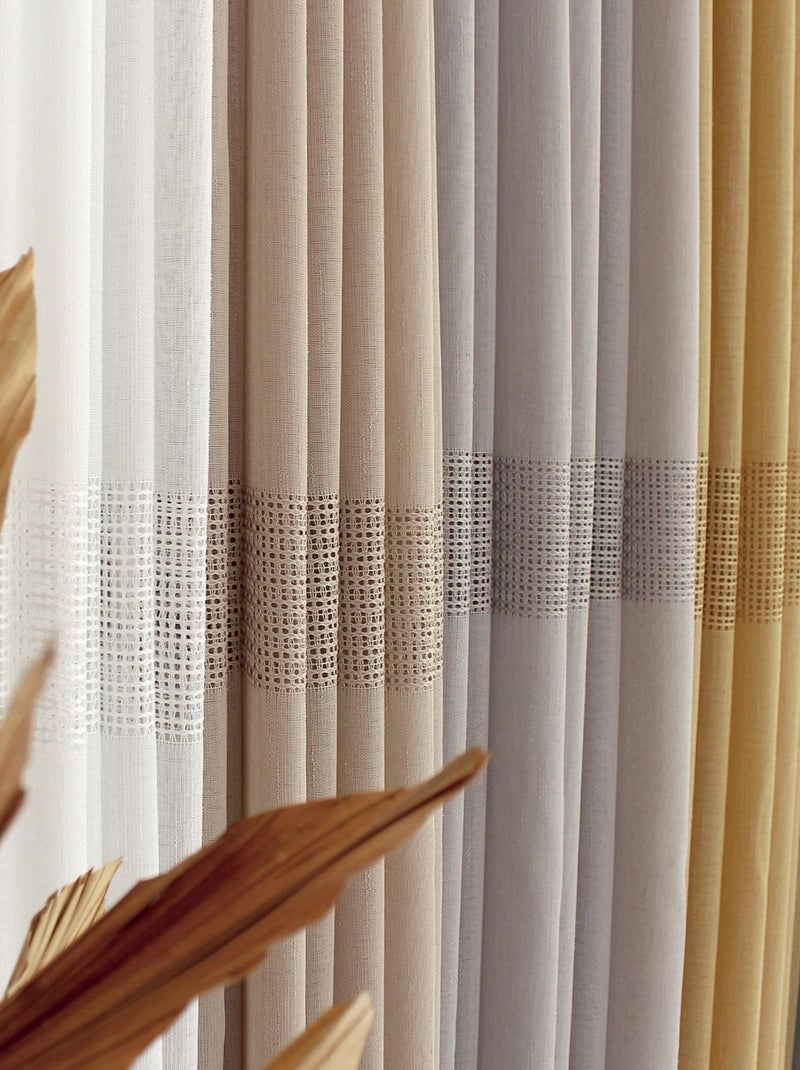 Voilage bohème à bandes ajourées Beige - Kiabi