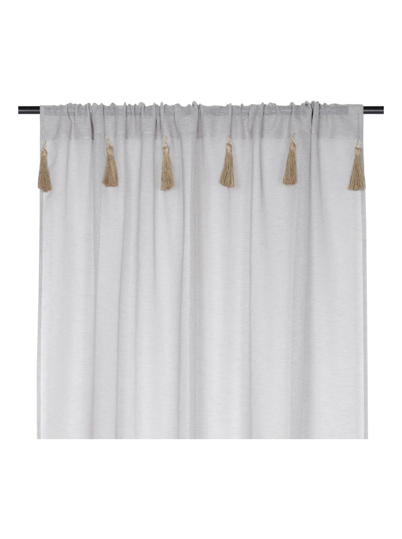 Voilage bohème à pompons en jute Bois naturel - Kiabi