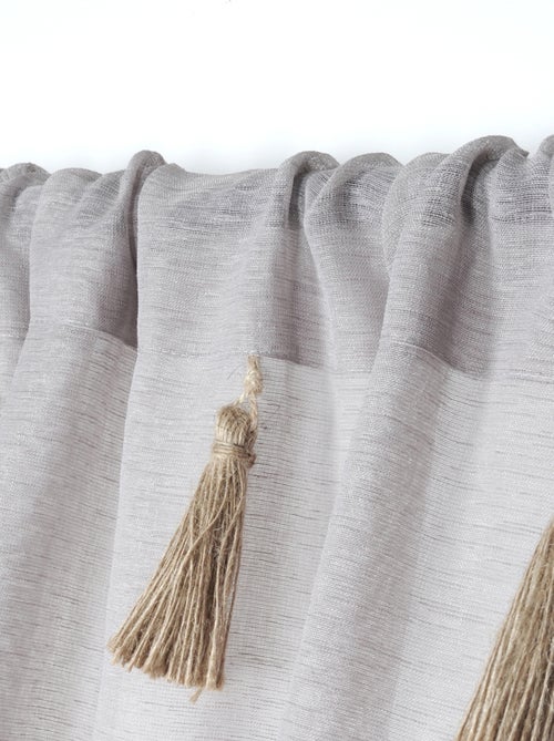 Voilage bohème à pompons en jute - Kiabi