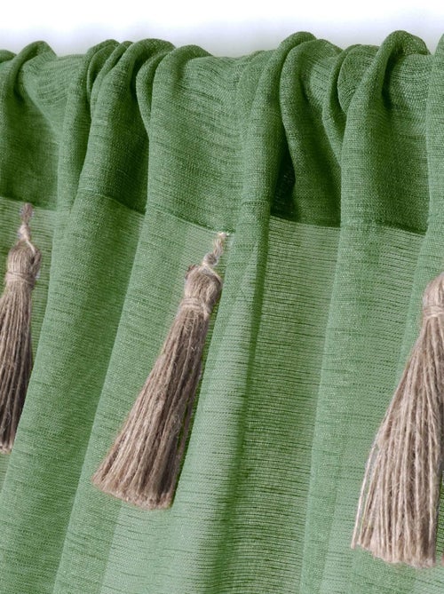 Voilage bohème à pompons en jute - Kiabi