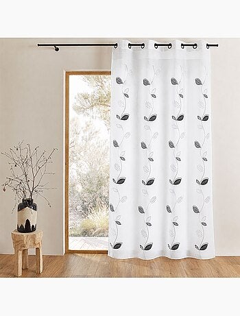 Voilage brodé à motifs de feuilles