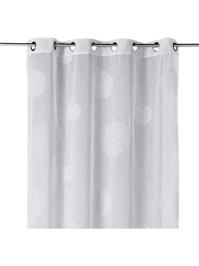 Voilage brodé à motifs de gros ronds en fils lurex Blanc - Kiabi