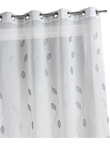 Voilage brodé à motifs feuilles