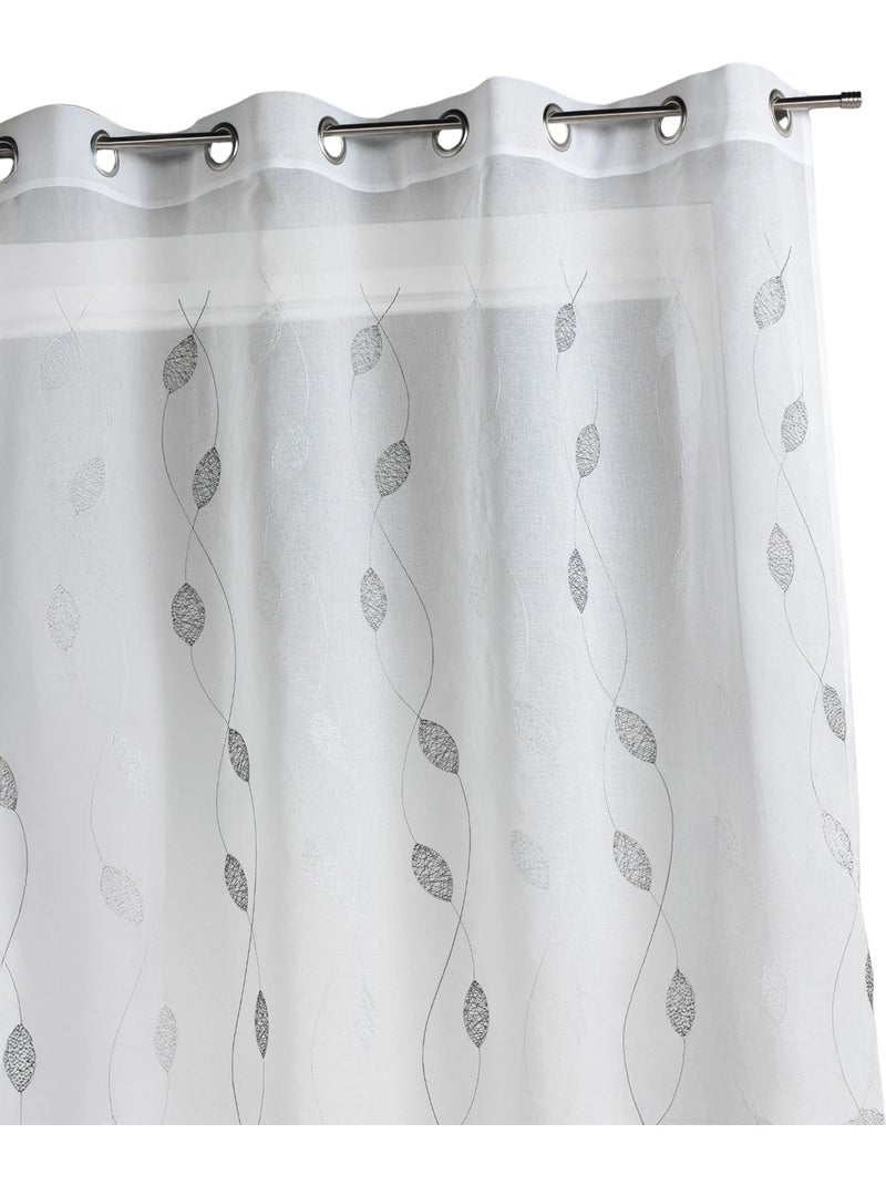 Voilage brodé à motifs feuilles Gris clair - Kiabi