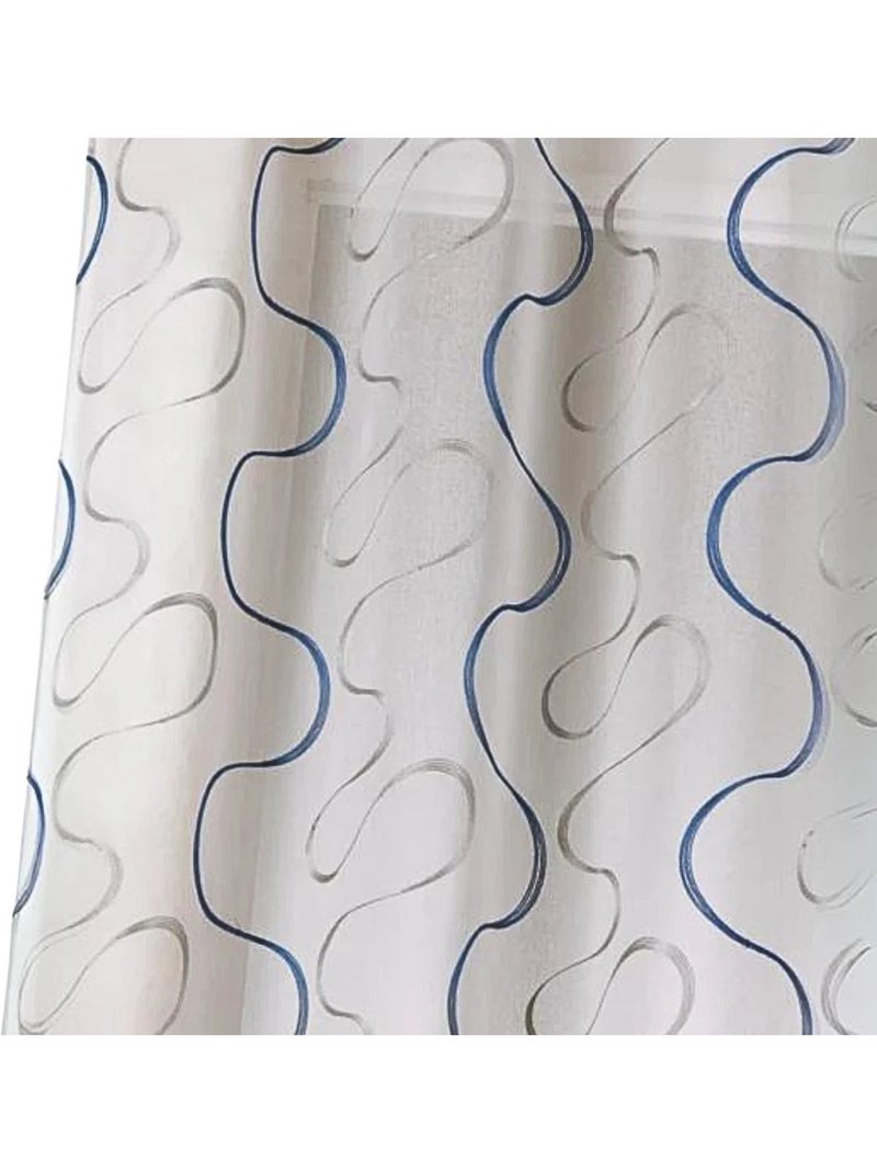 Voilage brodé à motifs ondulés Bleu - Kiabi