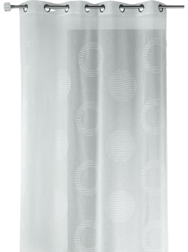 Voilage brodé à motifs ronds et cercles rayés Blanc - Kiabi