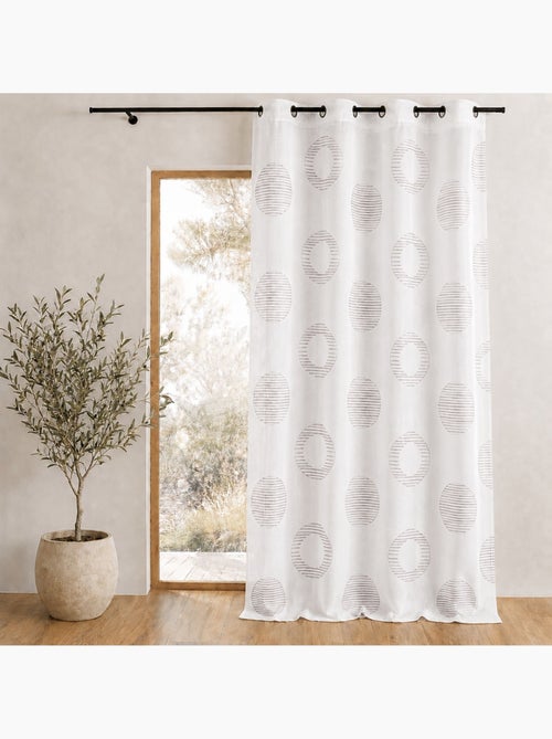 Voilage brodé à motifs ronds et cercles rayés - Kiabi