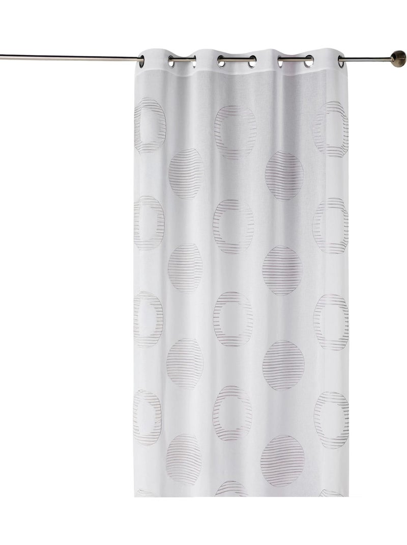 Voilage brodé à motifs ronds et cercles rayés Gris clair - Kiabi