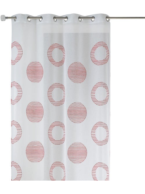 Voilage brodé à motifs ronds et cercles rayés - Kiabi