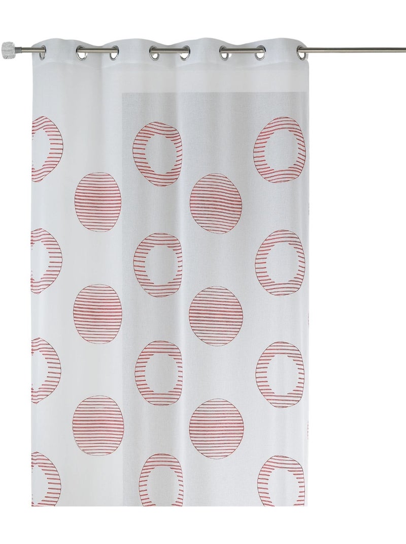 Voilage brodé à motifs ronds et cercles rayés Rouge brique - Kiabi