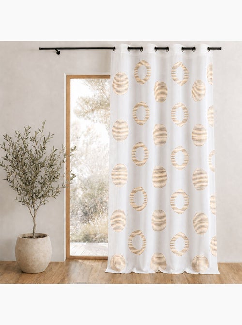 Voilage brodé à motifs ronds et cercles rayés - Kiabi