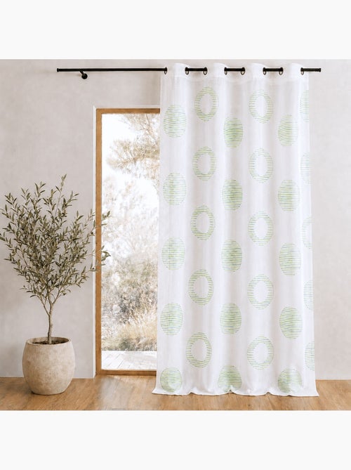 Voilage brodé à motifs ronds et cercles rayés - Kiabi