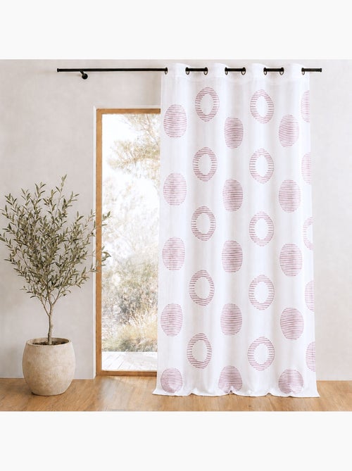 Voilage brodé à motifs ronds et cercles rayés - Kiabi