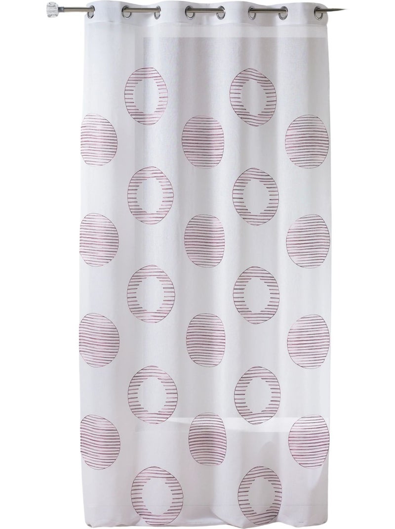 Voilage brodé à motifs ronds et cercles rayés Vieux rose - Kiabi