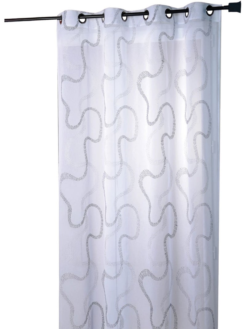 Voilage brodé à motifs zigzag Noir - Kiabi