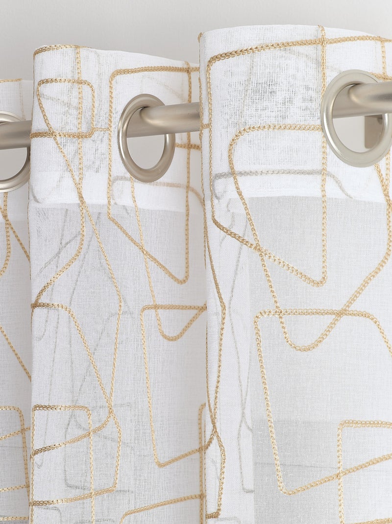 Voilage brodé au style graphique Beige clair - Kiabi