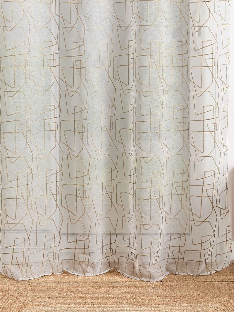 Voilage brodé au style graphique Beige clair - Kiabi