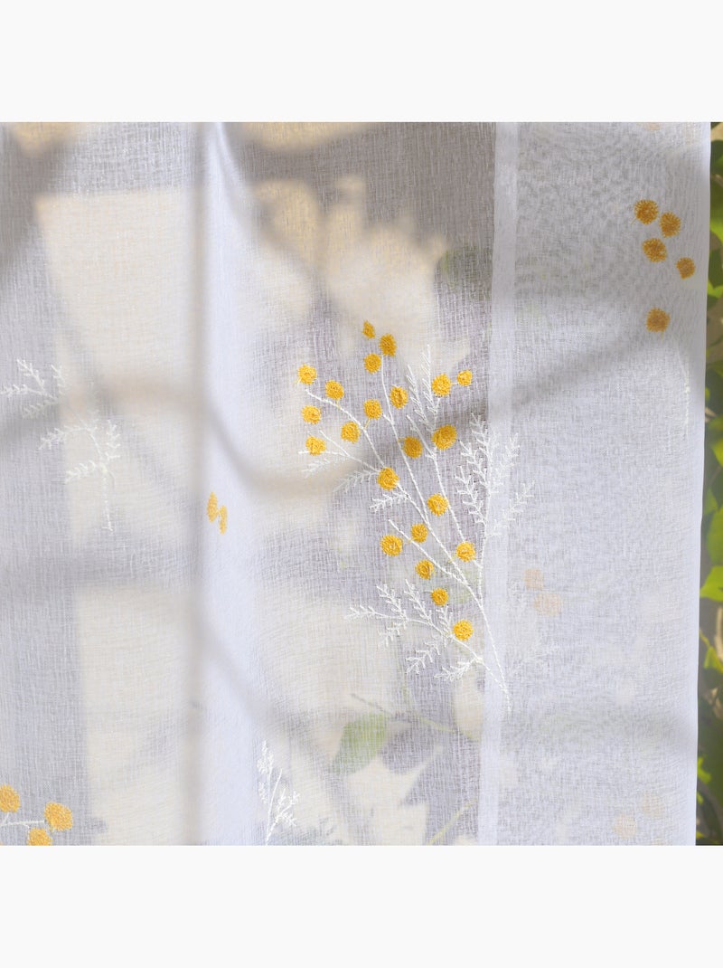Voilage brodé d'un motif Mimosa Jaune - Kiabi
