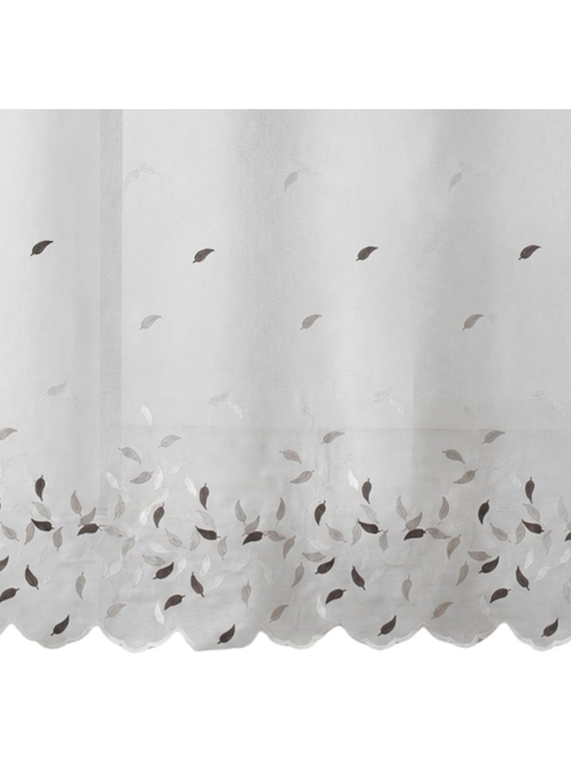 Voilage brodé feuilles avec bas festonné Beige - Kiabi